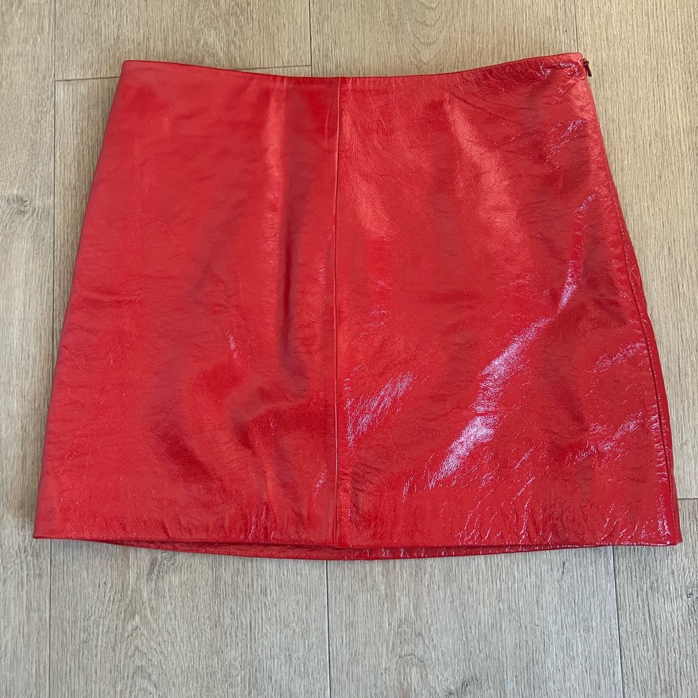 NWT Walter Baker 100% Leather Red Skirt